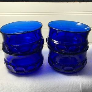 Four Color Crown Cobalt Glass Berry | Dessert Bowls-VINTAGE by Colony